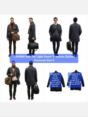 TRUGEN Soft "Air Light Down" Premium Quilted Overcoat Size S